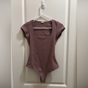 Intimately Free People Square Eyes Thong Bodysuit Top Women's Size Small Brown